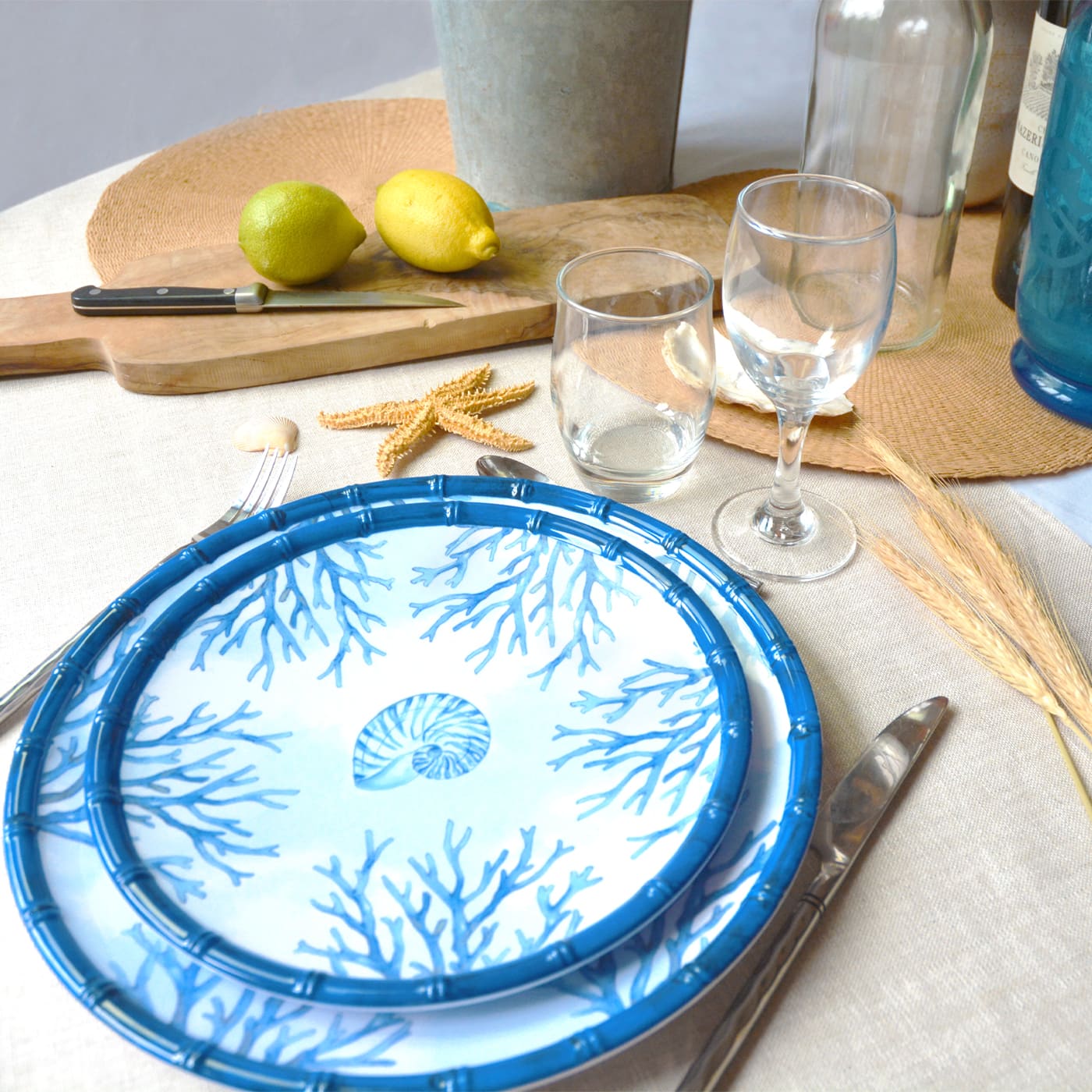 Coral melamine large dinner plate - Ø 28 cm