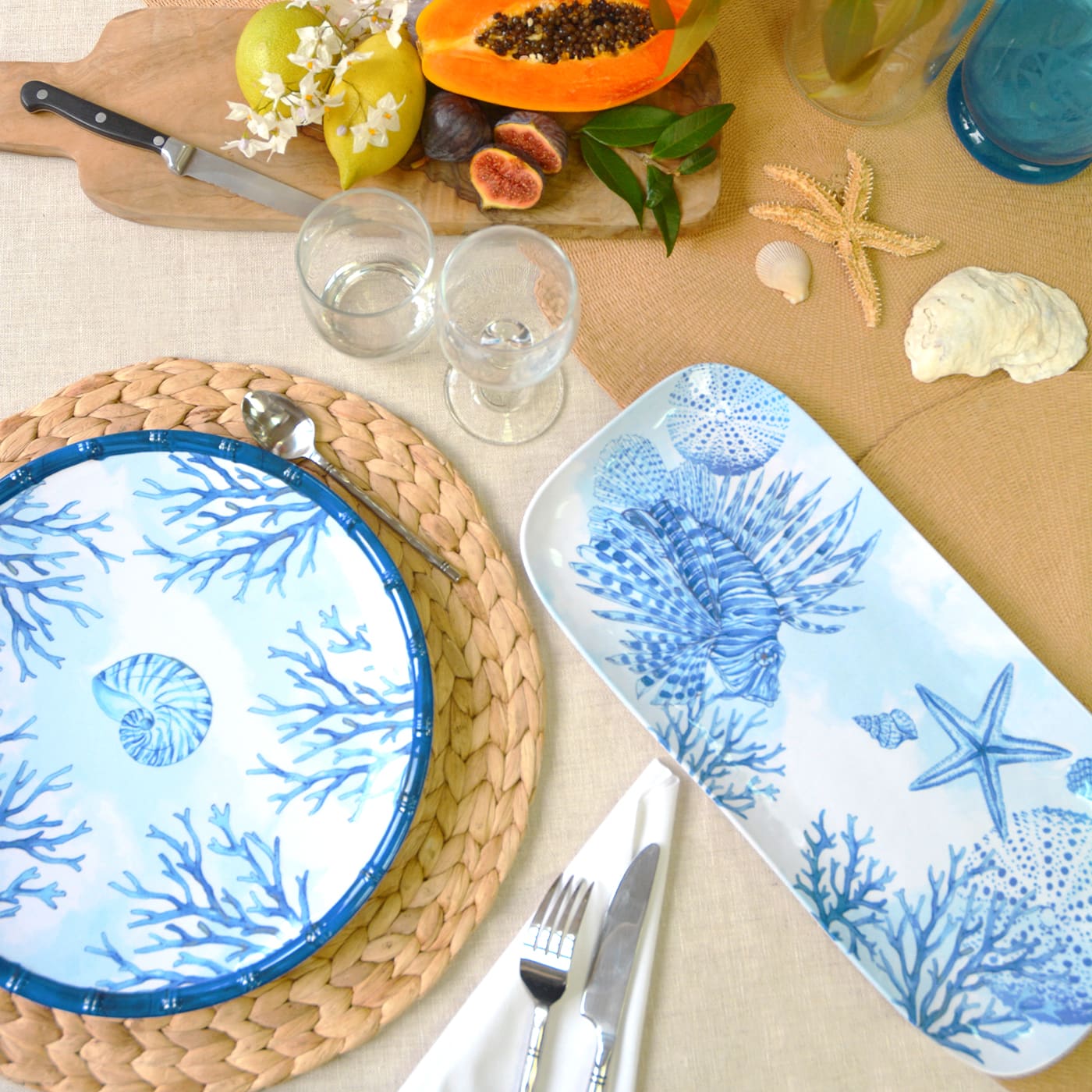Long rectangular coral melamine cake dish - 37.5 cm
