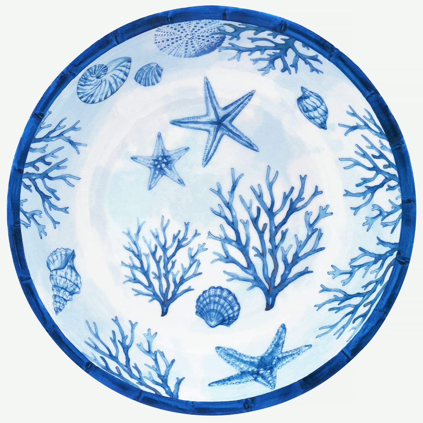 Large coral melamine soup plate - 23 cm