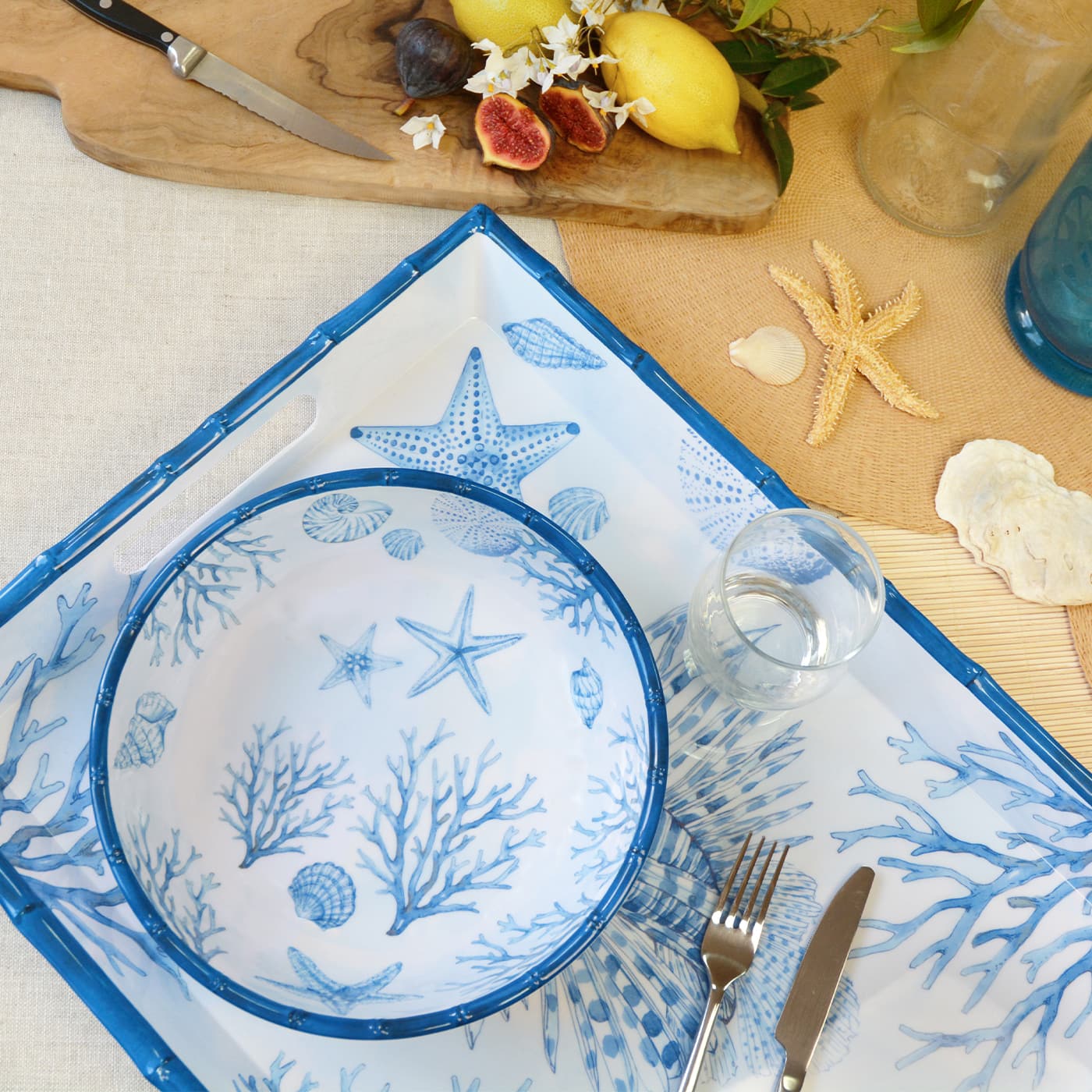 Large coral melamine soup plate - 23 cm