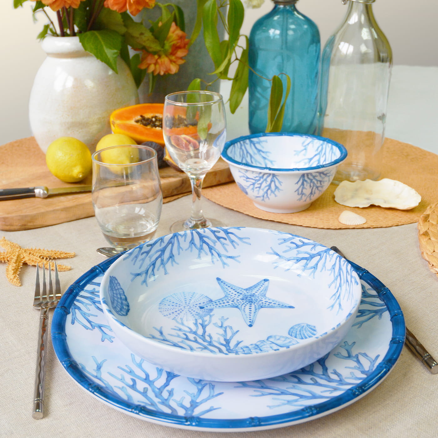 Coral melamine soup plate - Ø 20 cm