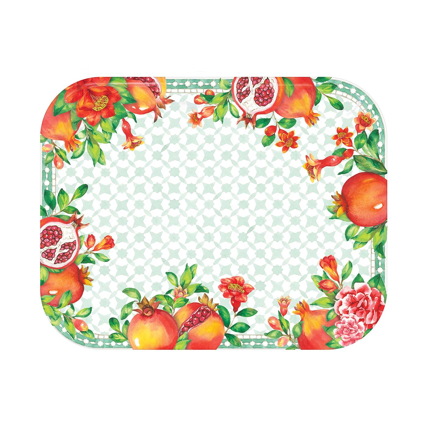 Small Rectangular Presentation Tray Melamine Pomegranate - 33 x 26 cm