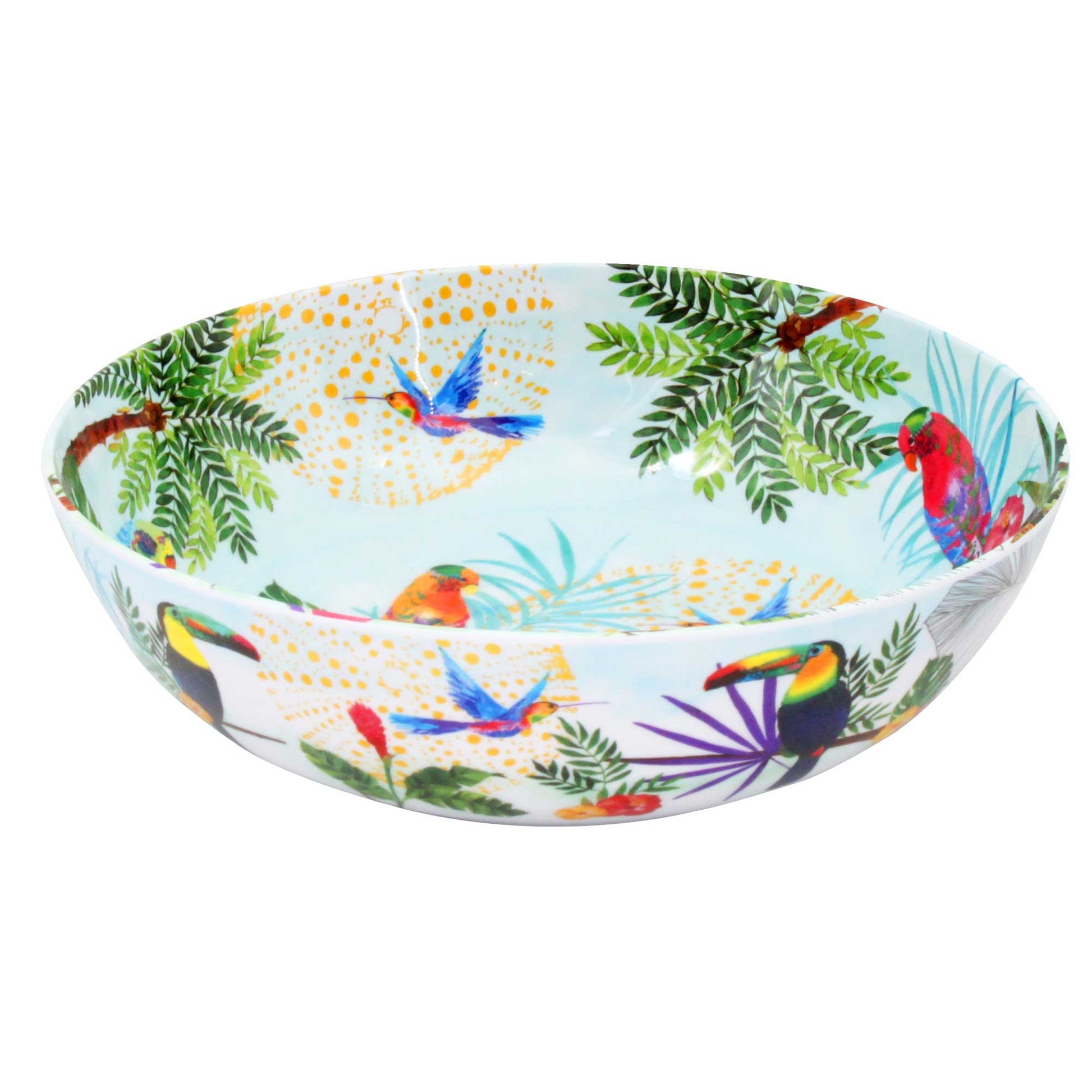 Large salad bowl in melamine with toucans - Ø 31 cm