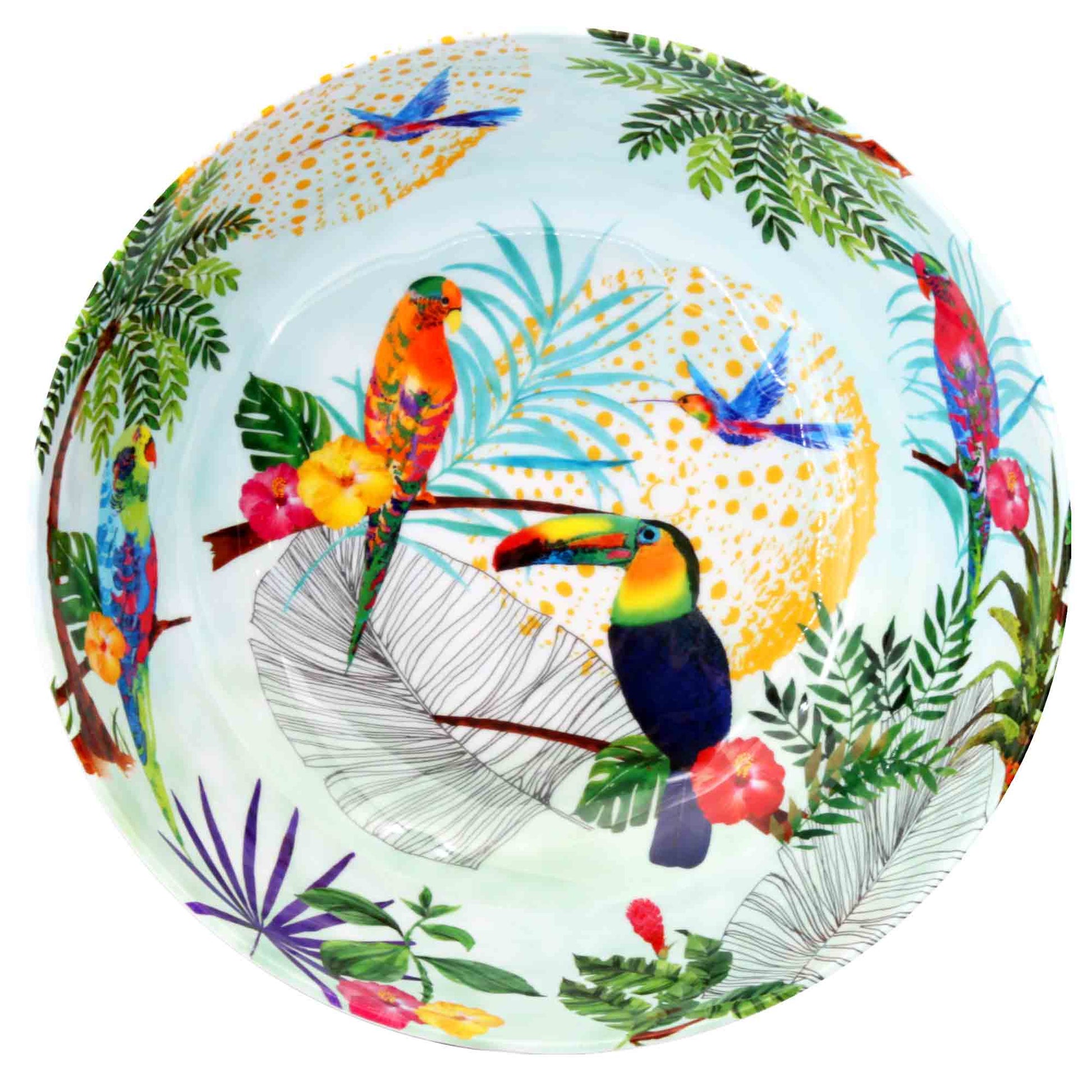 Large salad bowl in melamine with toucans - Ø 31 cm