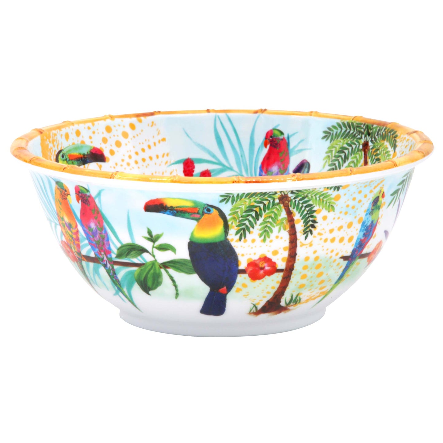 Deep salad bowl in melamine with toucans - Ø 25 cm