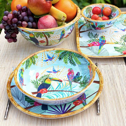 Large soup / pasta plate in melamine with toucans - Ø 23 cm