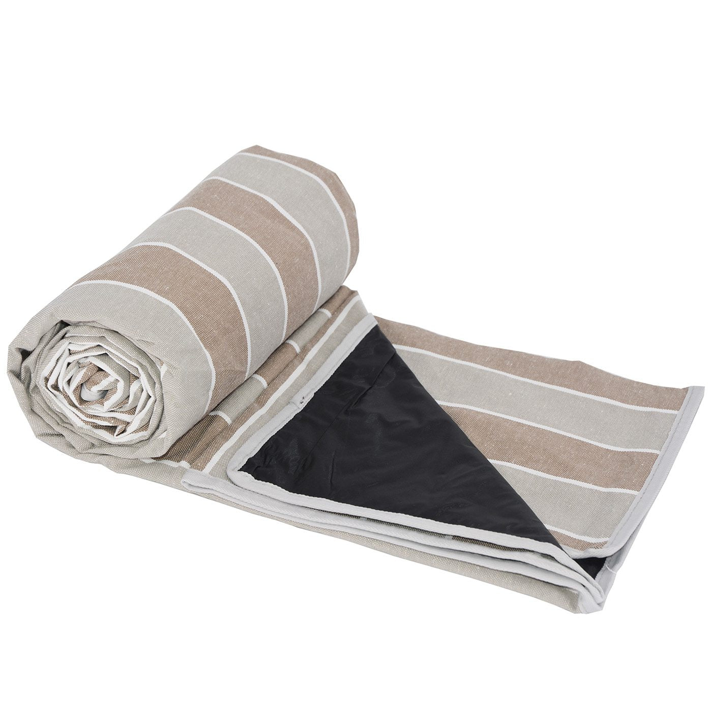 Waterproof picnic blanket beige and white stripes