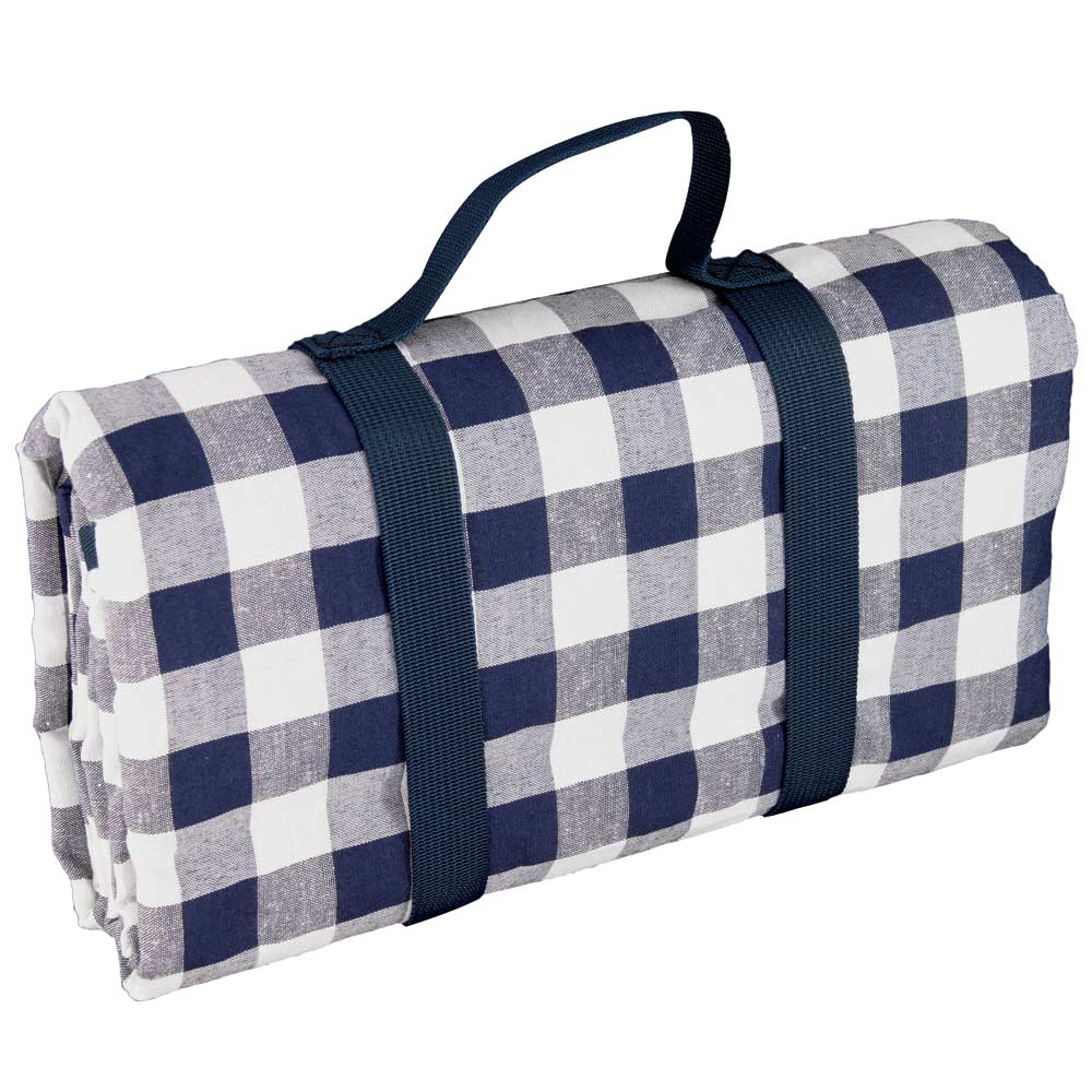 Waterproof picnic blanket white and blue tiles XL