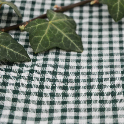 Waterproof picnic blanket dark green and white gingham