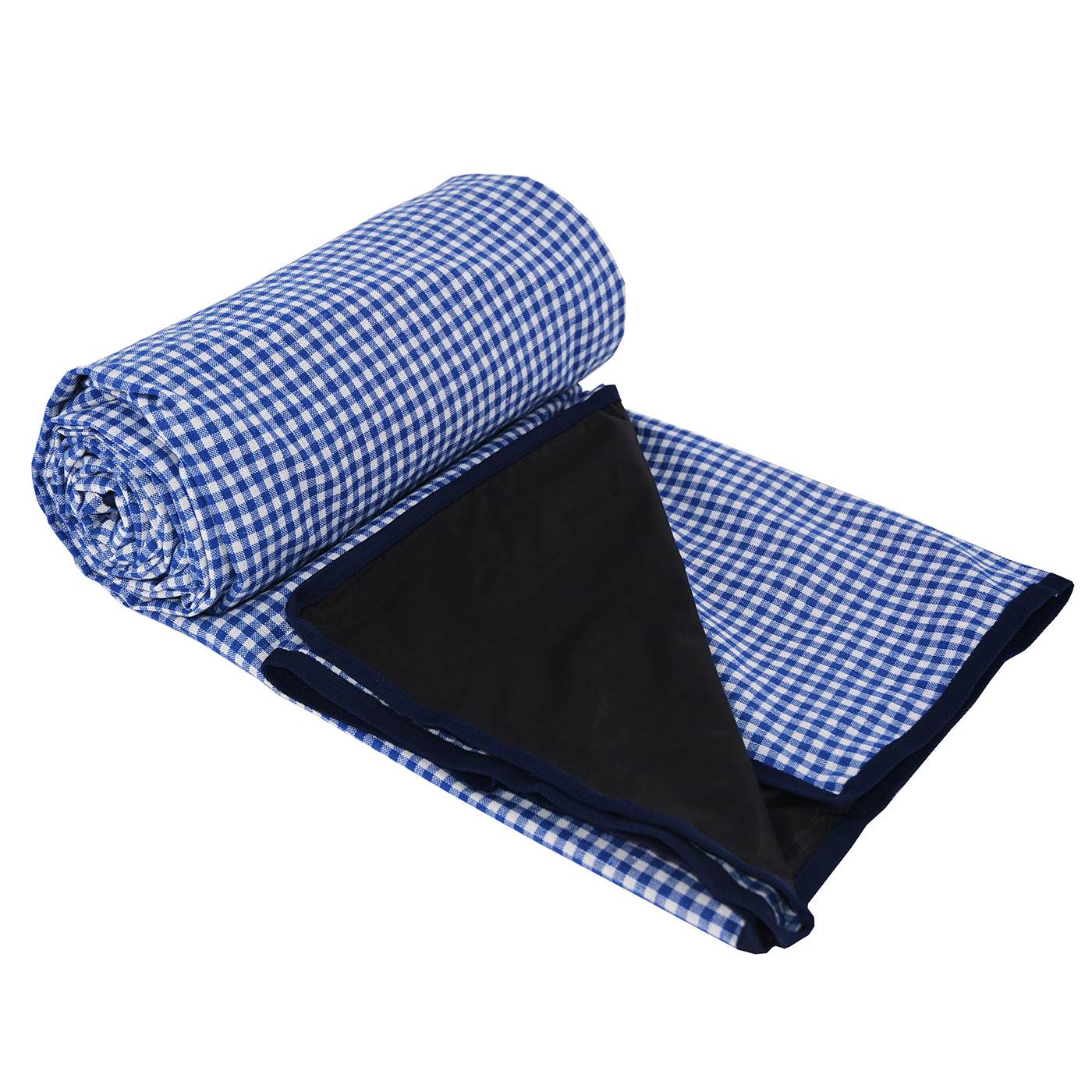 Waterproof picnic blanket blue and white gingham