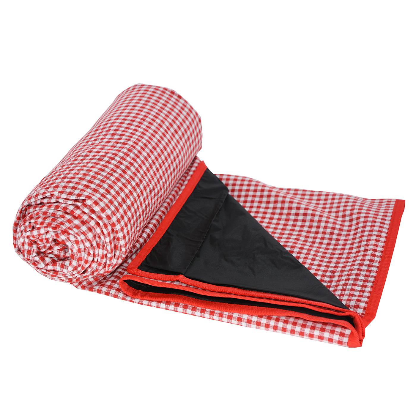 Waterproof picnic blanket red and white gingham XL