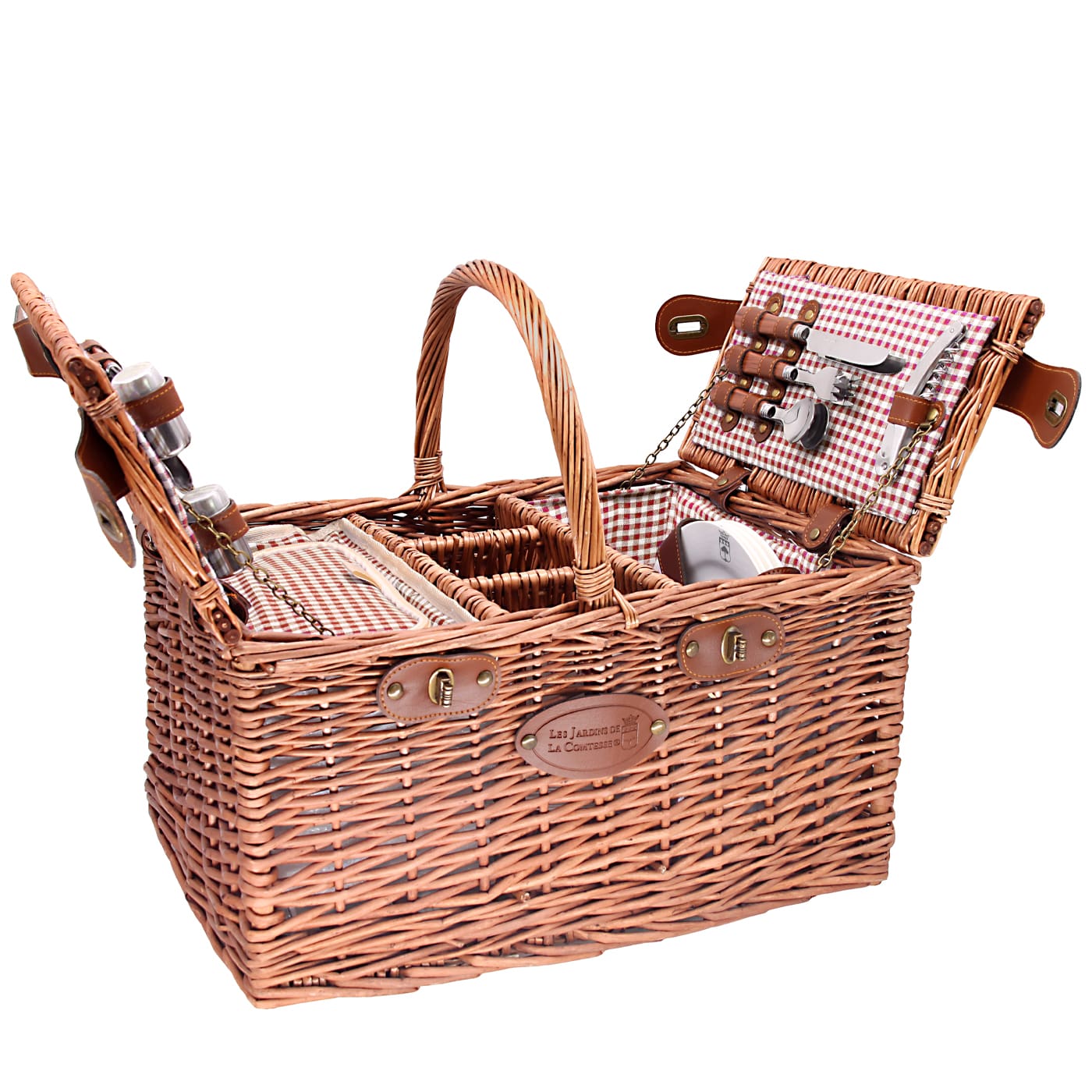 Picnic basket Saint-Germain red gingham - 4 person