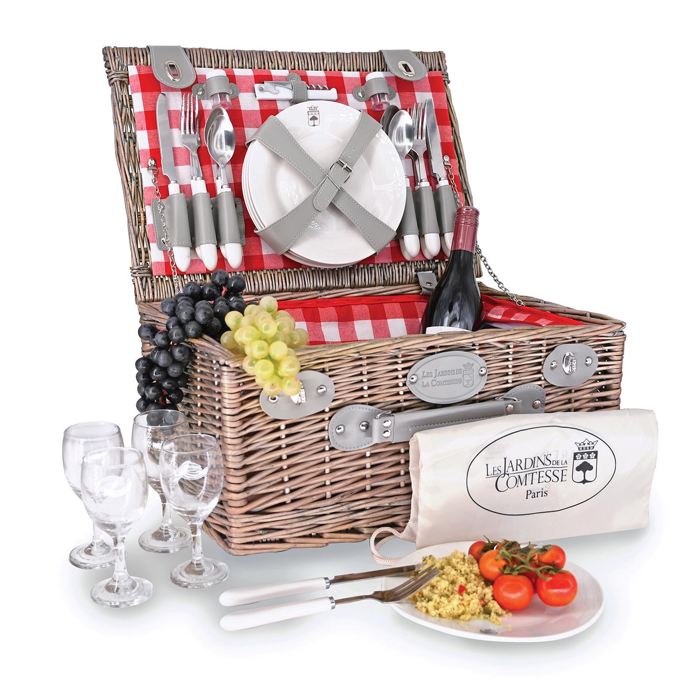 Picnic basket Marly red checks - 4 person