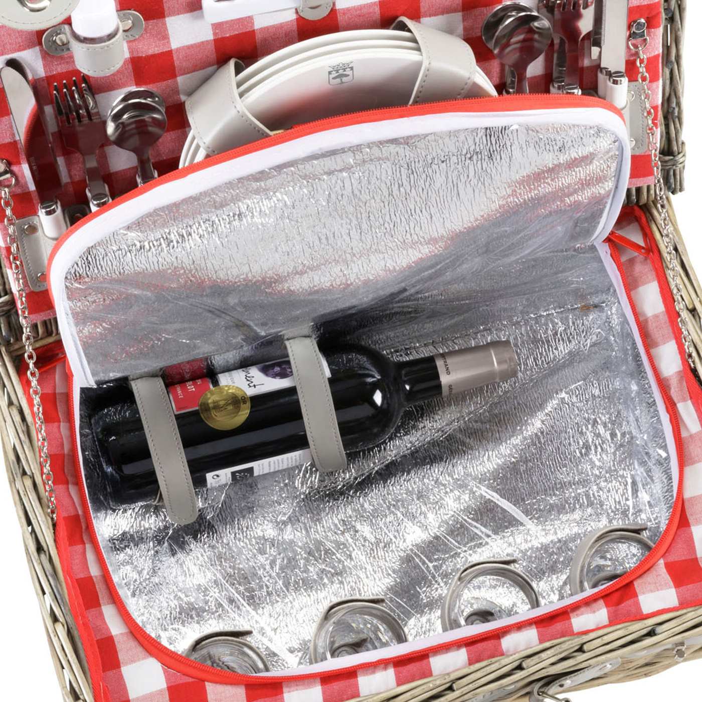 Picnic basket Marly red checks - 4 person