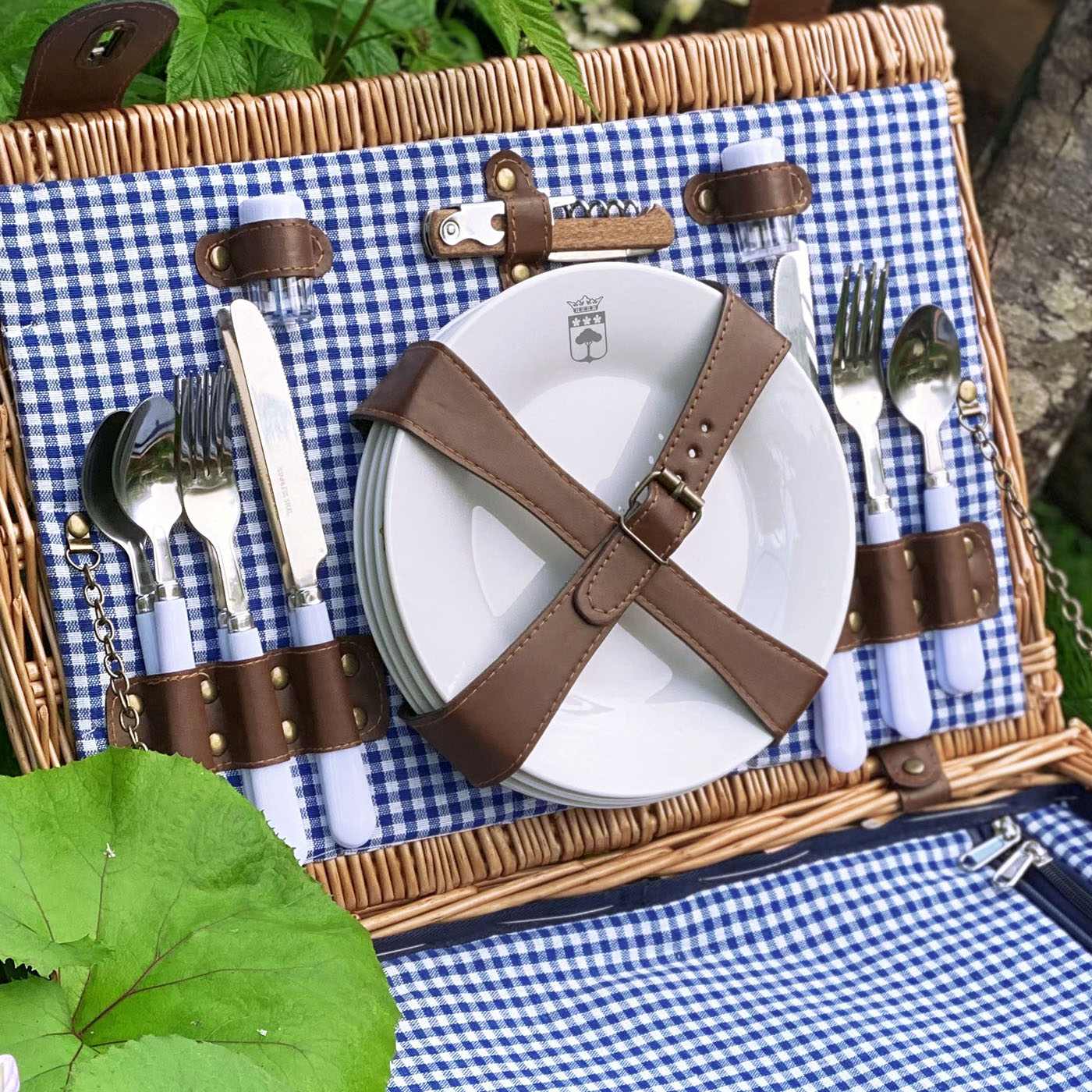 Picnic basket Marly blue checks - 4 person
