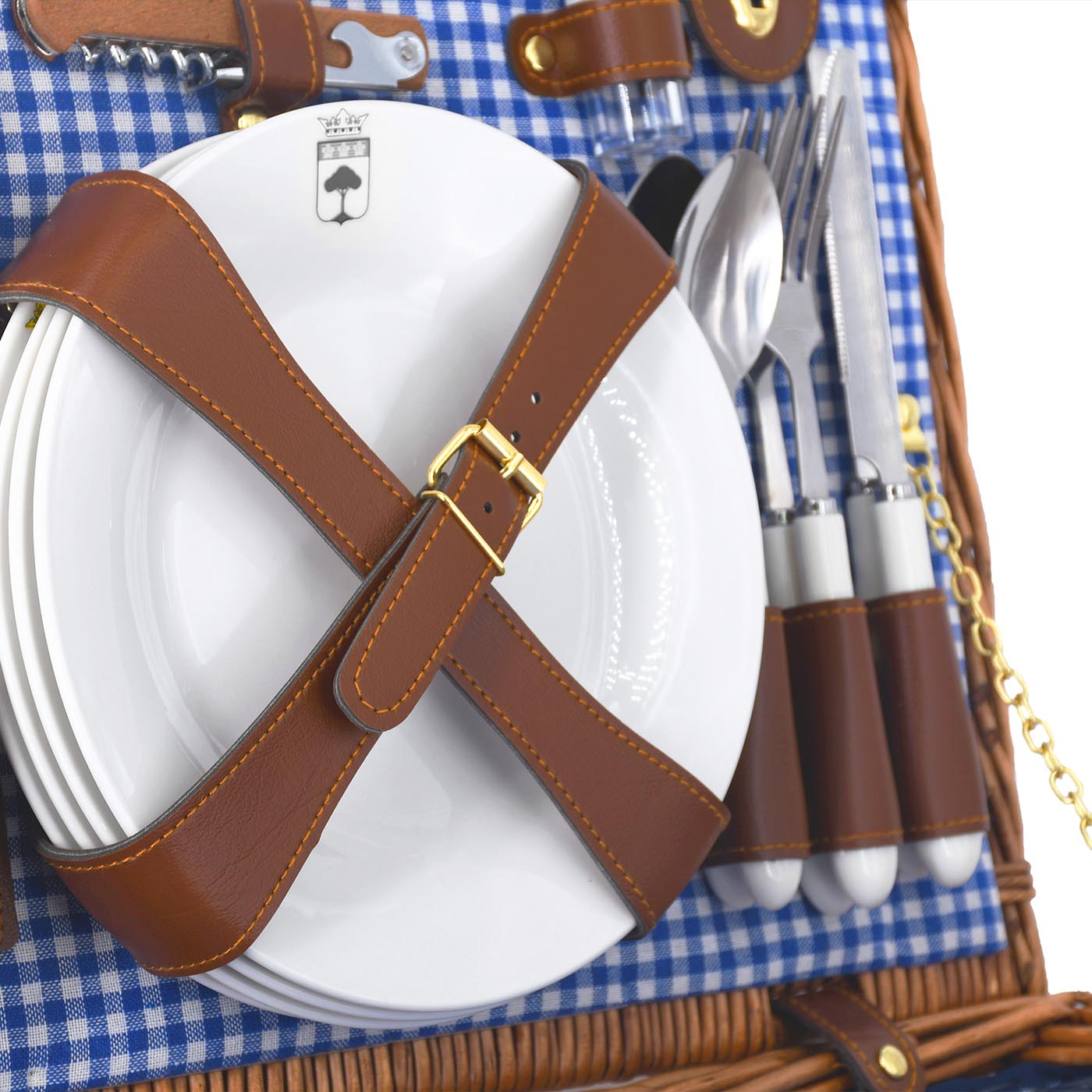 Picnic basket Marly blue checks - 4 person