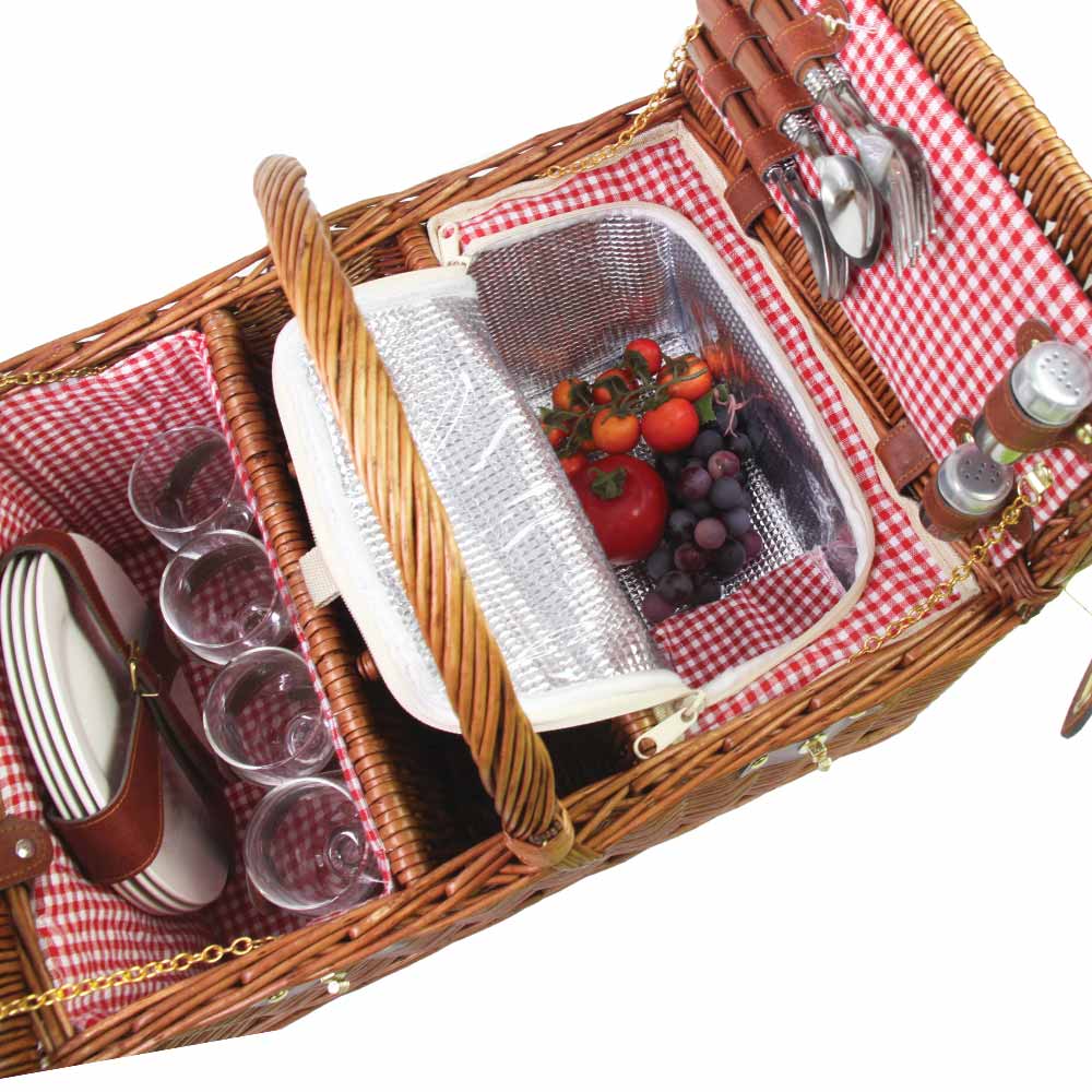 Picnic basket Saint-Germain red gingham - 4 person