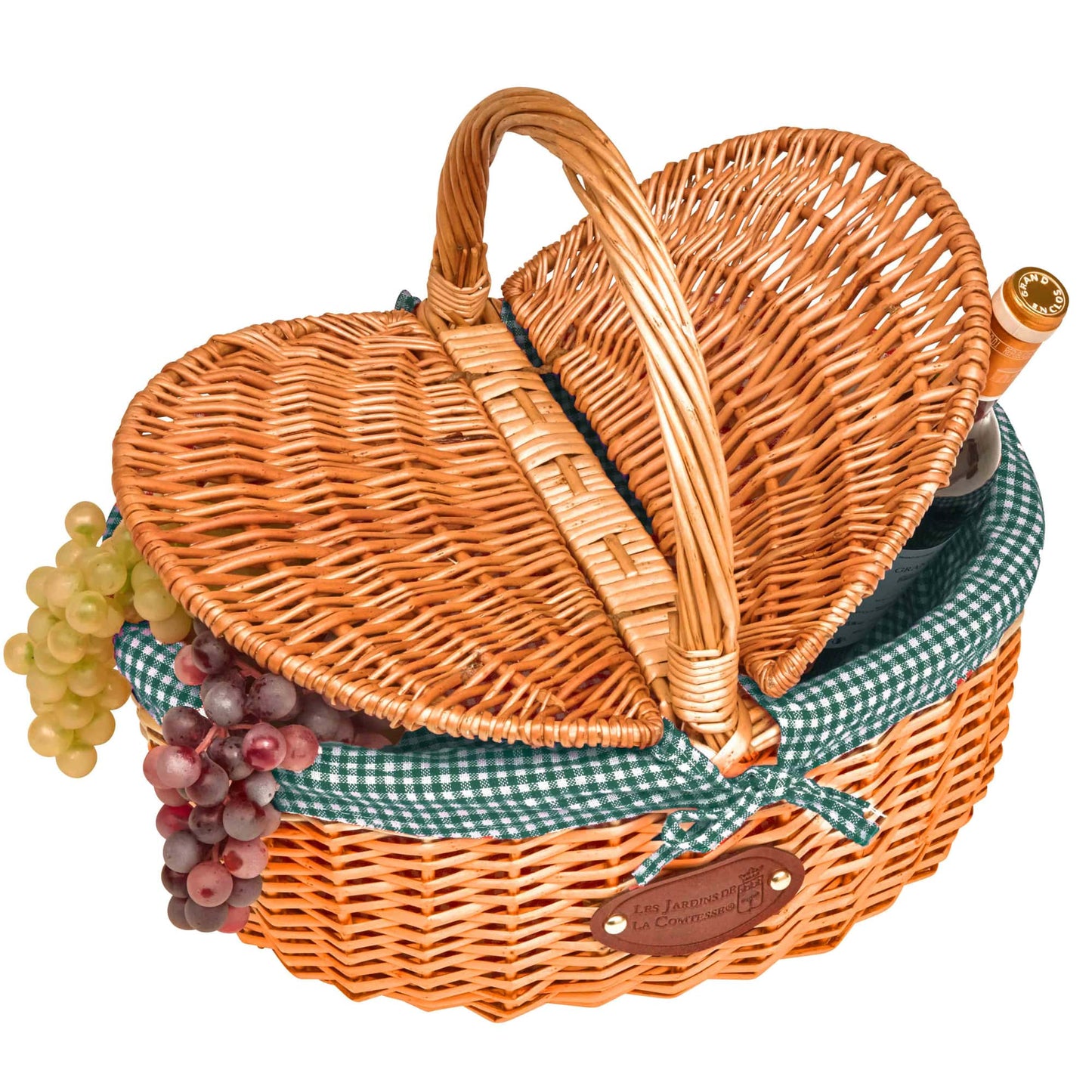 Wicker basket Campagne - Green gingham