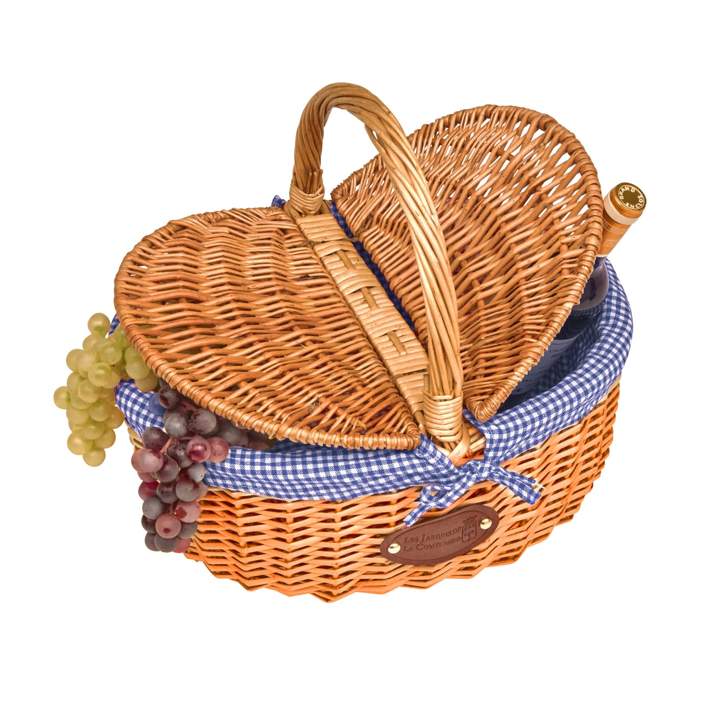 Wicker basket Campagne - Blue gingham