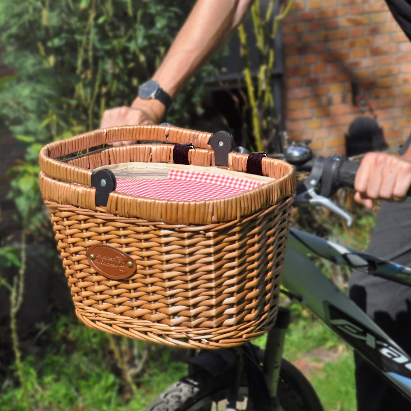 Bicycle Basket "Chantilly" - Red Gingham - For picnics or shopping