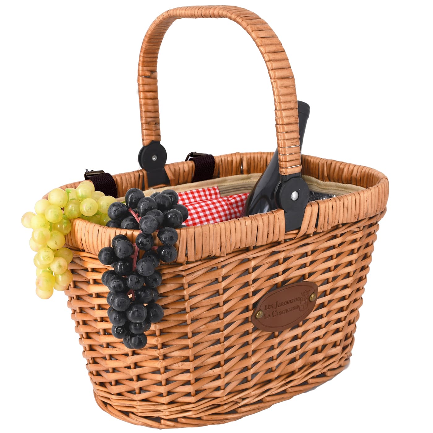 Bicycle Basket "Chantilly" - Red Gingham - For picnics or shopping