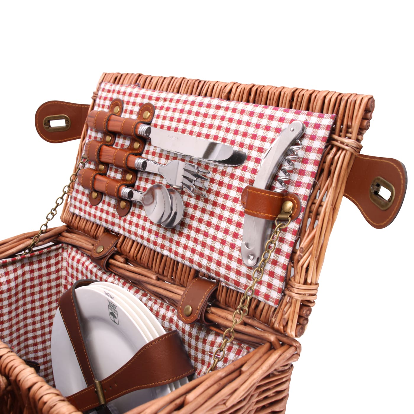 Picnic basket Saint-Germain red gingham - 4 person