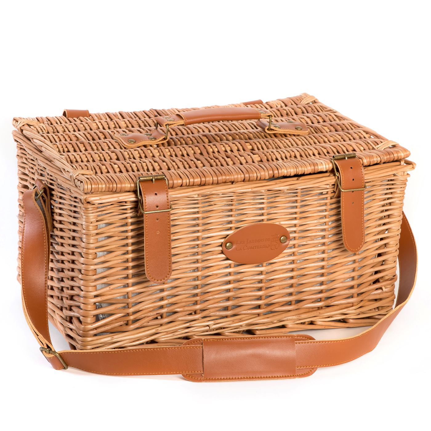 Leather picnic basket Trianon green - 4 person