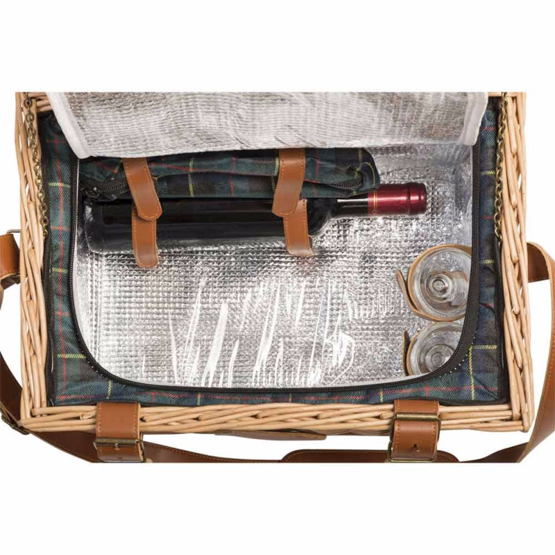 Leather picnic basket Trianon green - 2 person