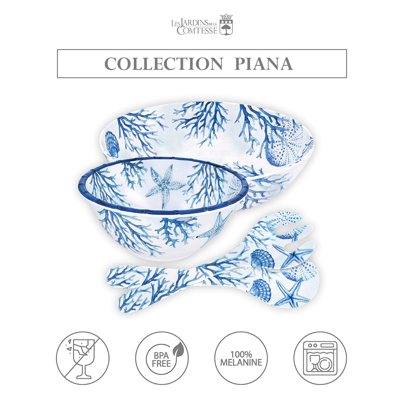Coral melamine salad servers - 33 cm