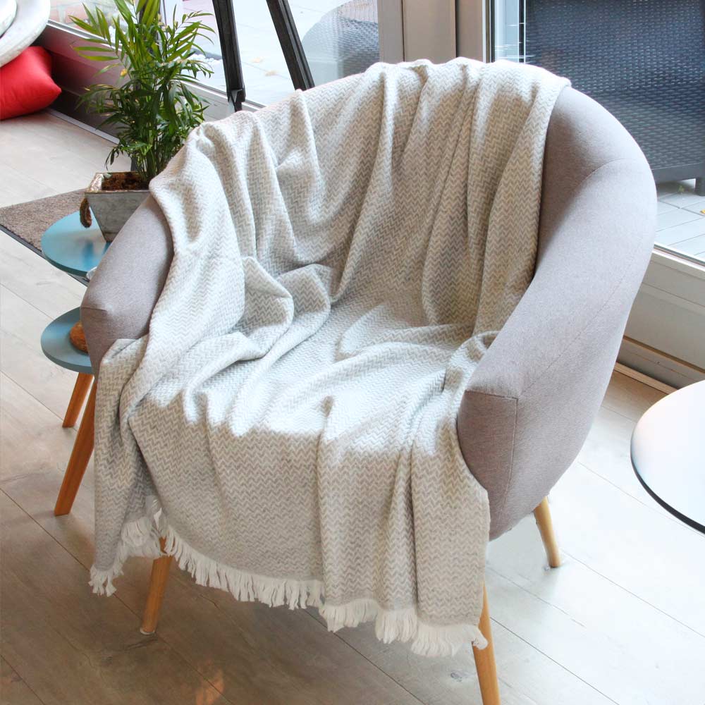 Silver Grey cashmere and wool throw - 130 x 230 cm