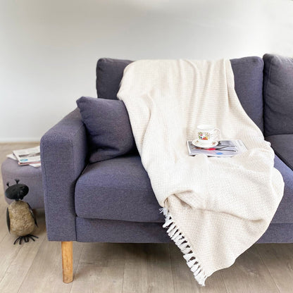 Comfortable throw in cashmere and wool: ivory - 130 x 230 cm