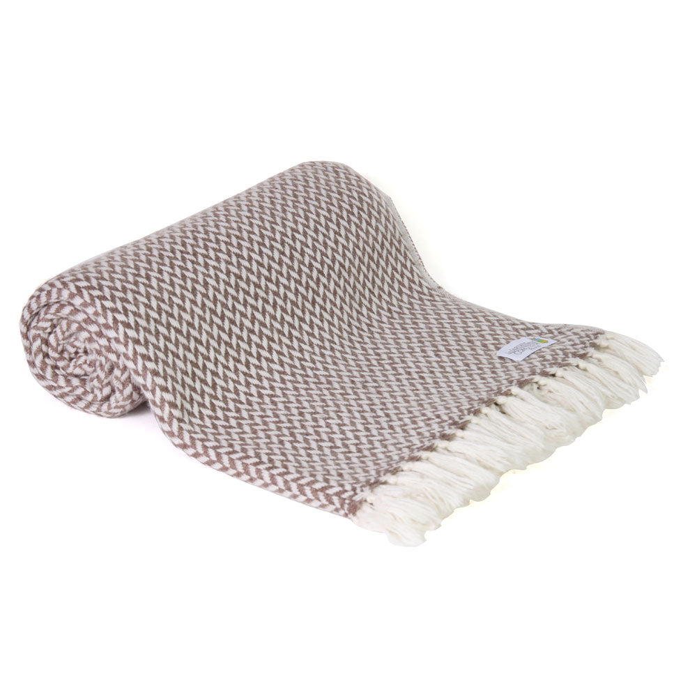 Comfortable throw in cashmere and wool: Chestnut / Brown - 130 x 230 cm