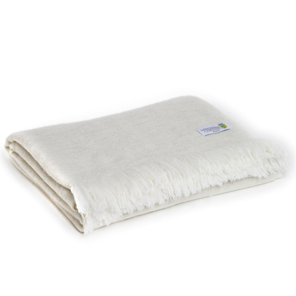 Herringbone throw in cashmere and wool: Almond Beige - 130 x 230 cm