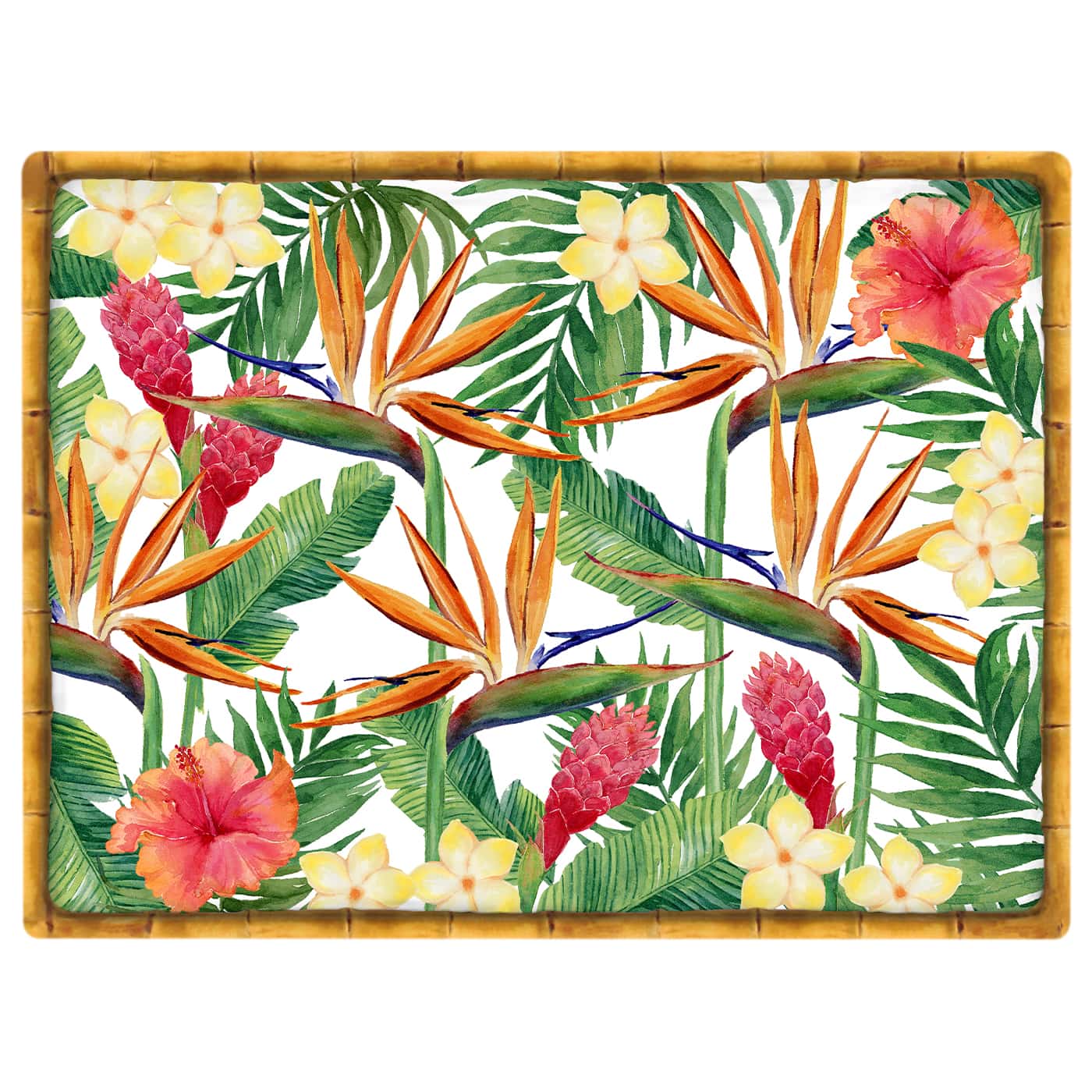 Rectangular placemat (40 x 30 cm) with exotic flowers - Set of 6