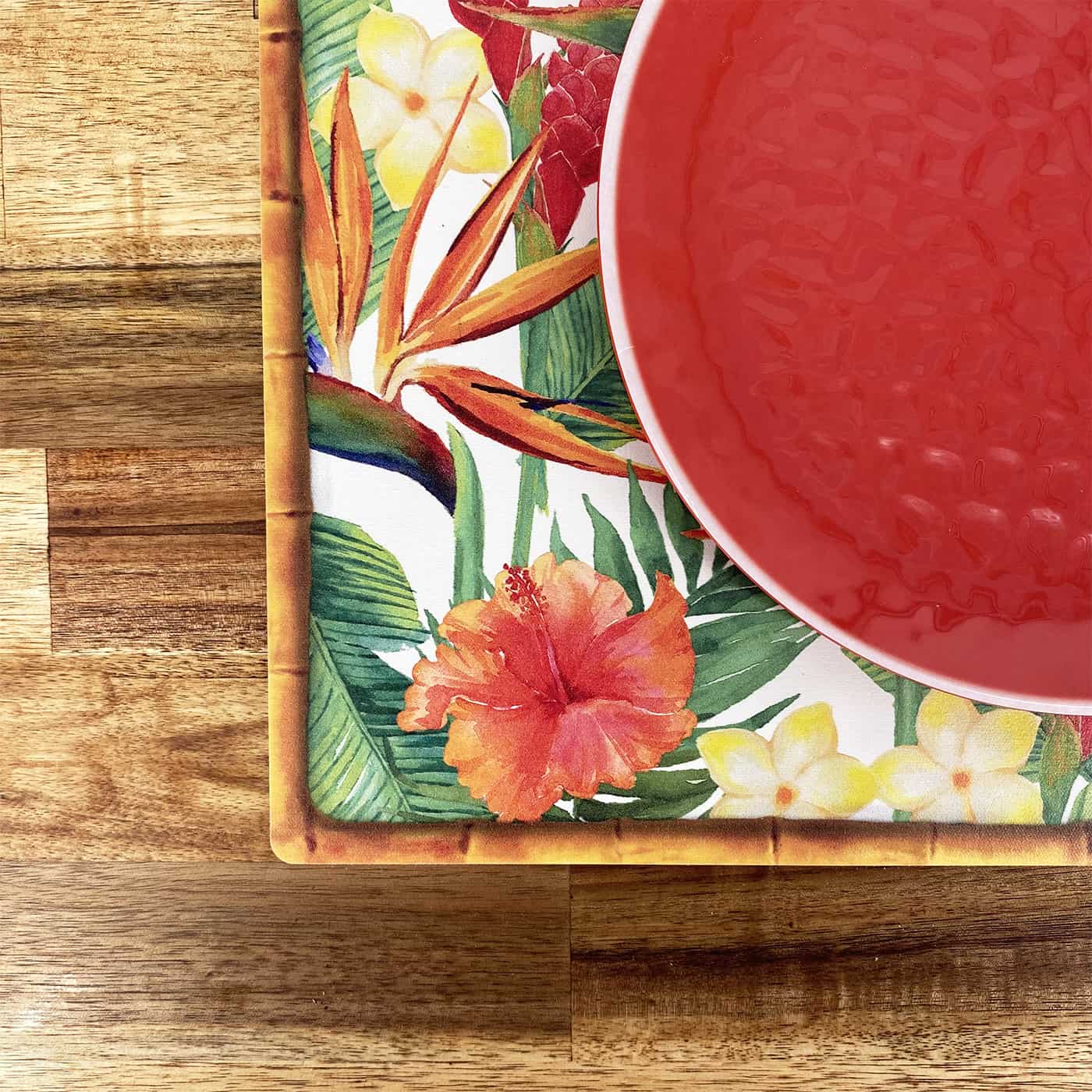 Rectangular placemat (40 x 30 cm) with exotic flowers - Set of 6