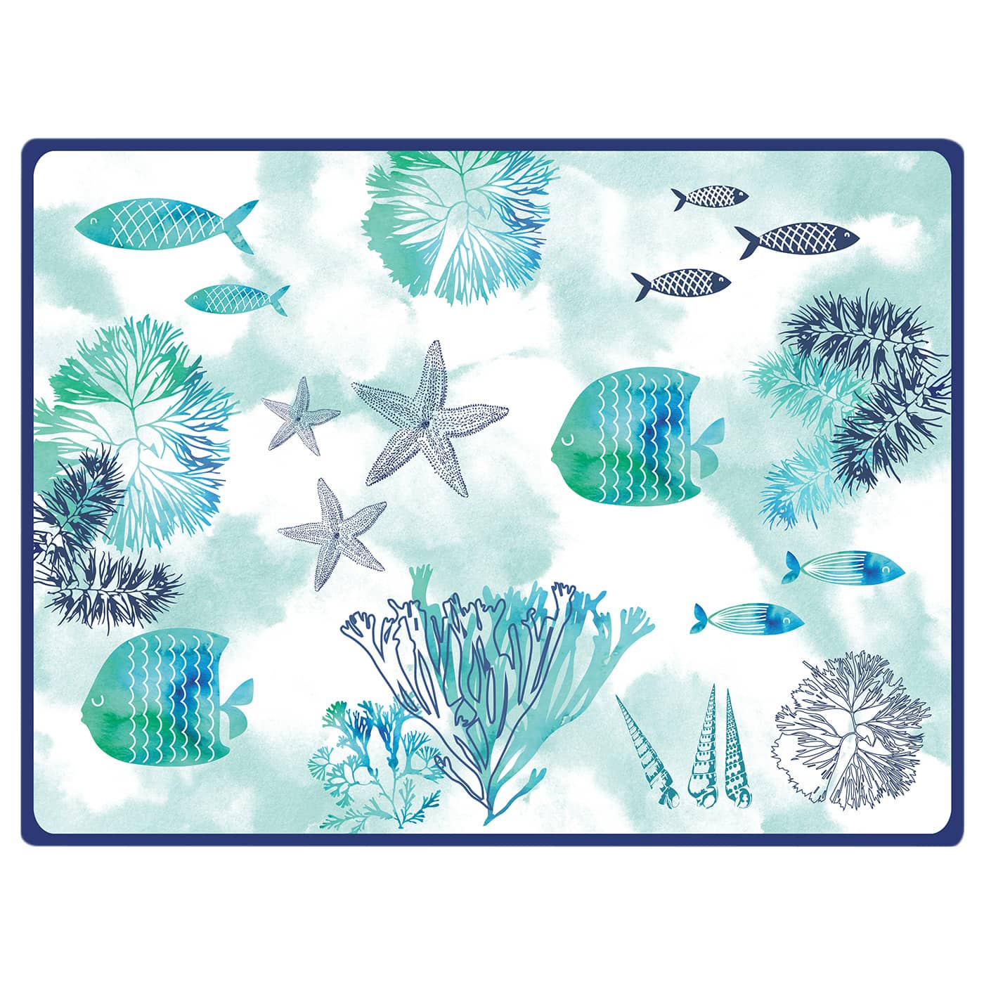 Rectangular placemat (40 x 30 cm) with sea design - Set of 6