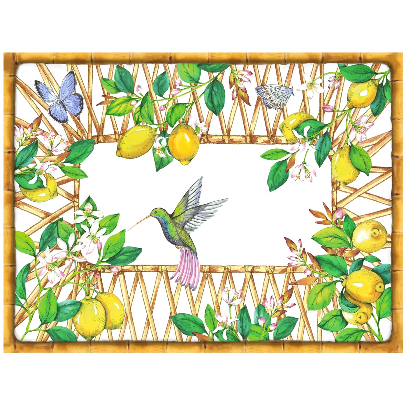 Rectangular placemat (40 x 30 cm) with lemons - Set of 6