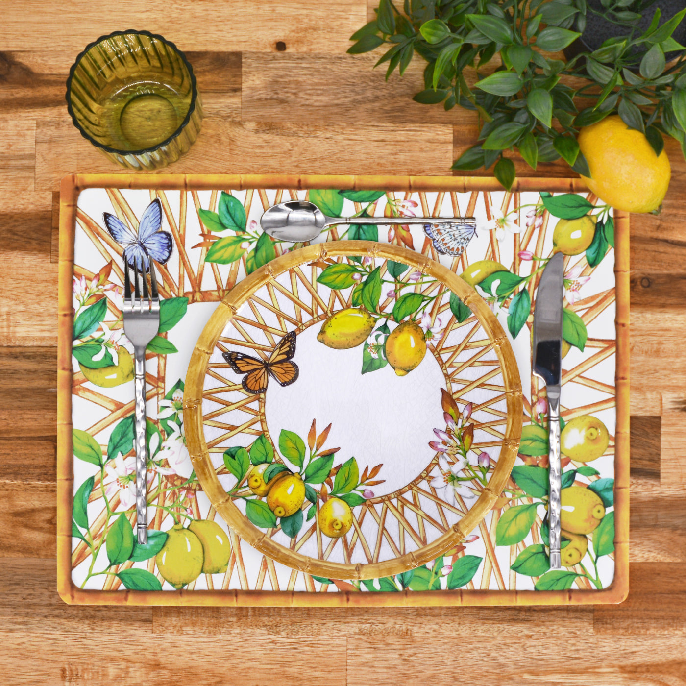 Rectangular placemat (40 x 30 cm) with lemons - Set of 6