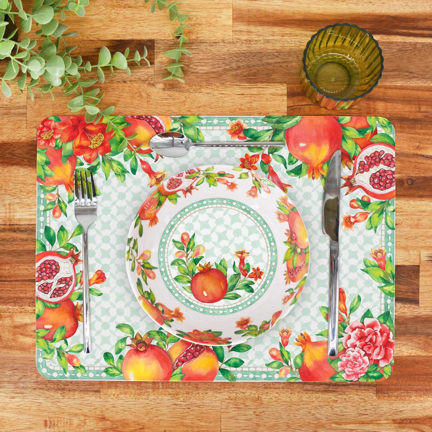 Rectangular placemat (40 x 30 cm) with pomegranate - Set of 6