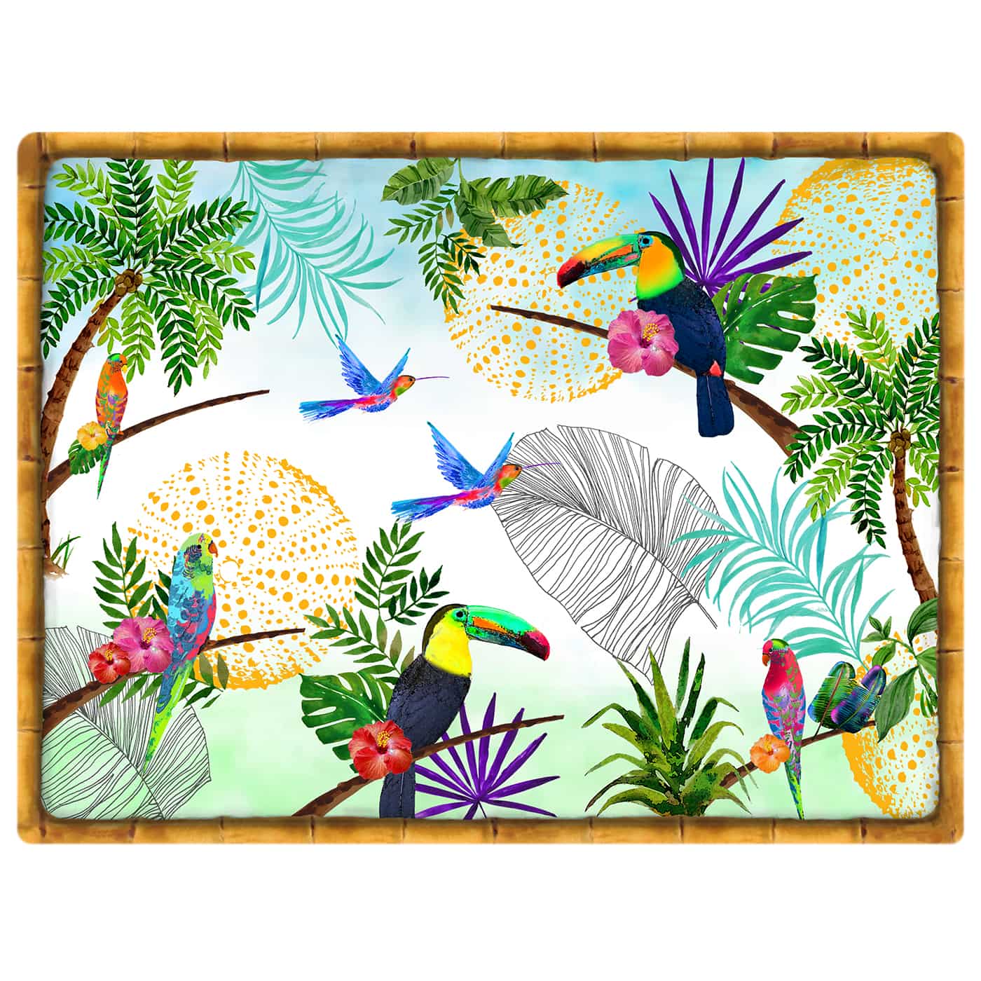Rectangular placemat (40 x 30 cm) with toucans - Set of 6
