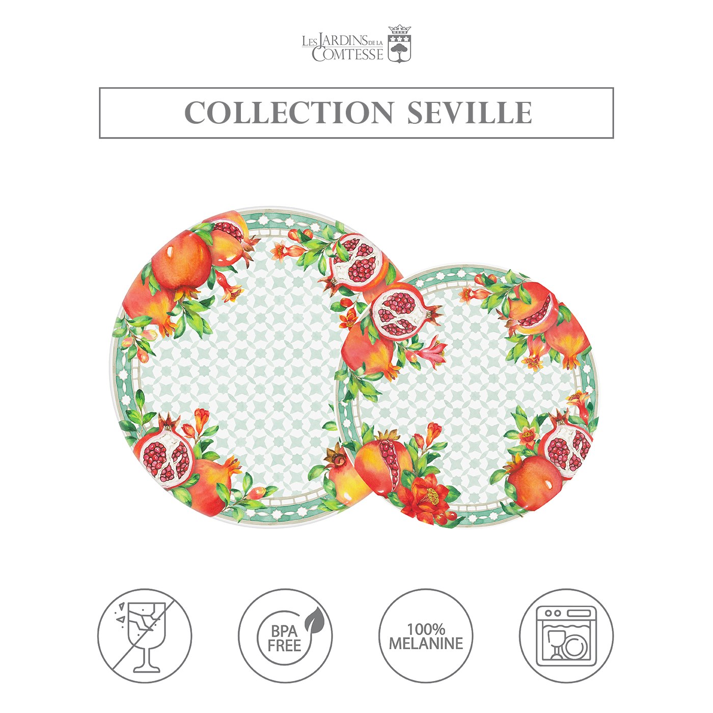 Small Melamine Dessert Plate Pomegranate - Ø 23 cm