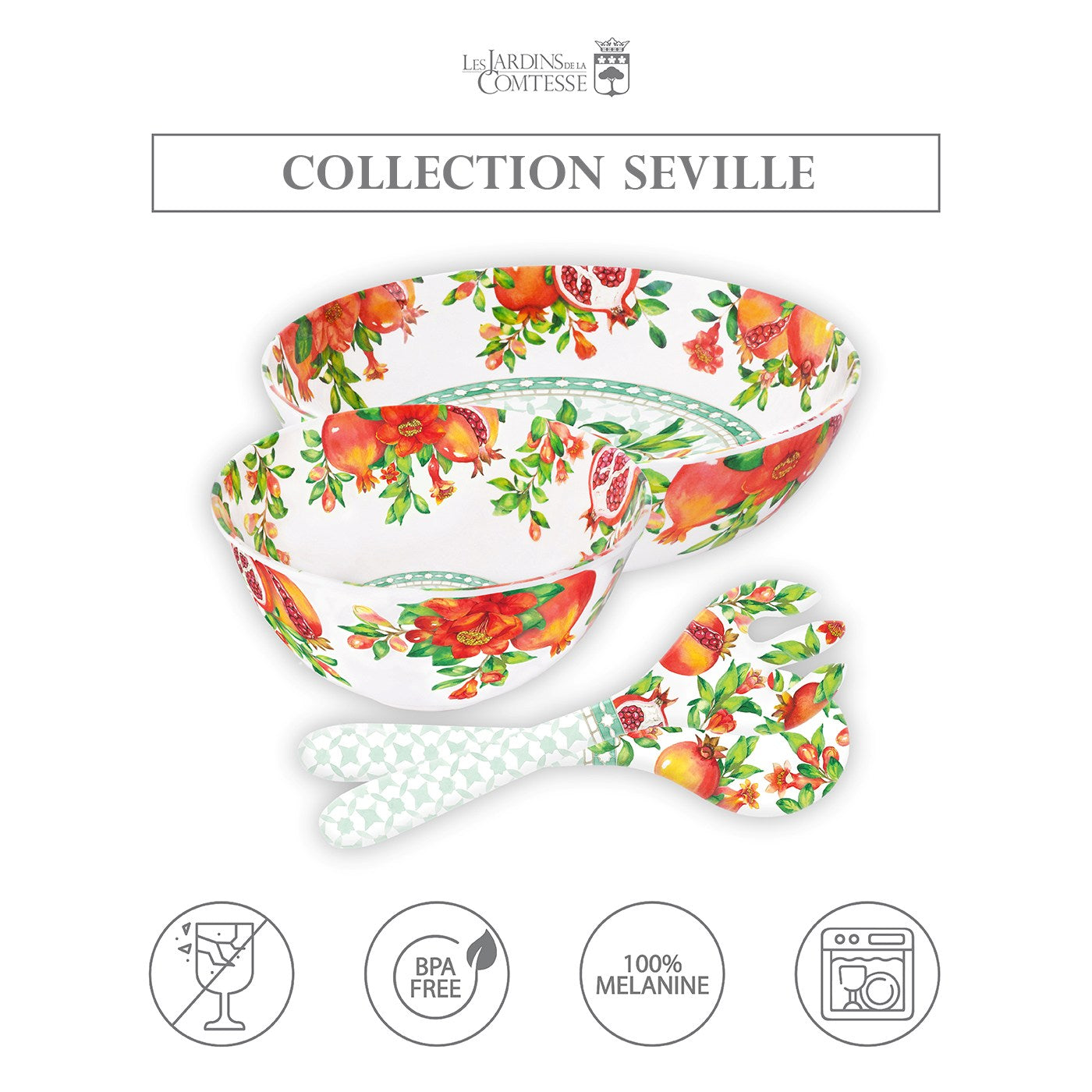 Melamine Salad Servers Pomegranate - 33 cm