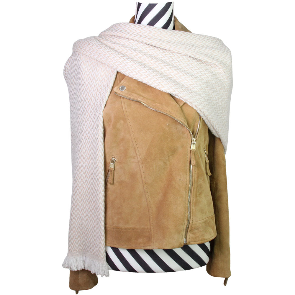 Women's stole/pashmina in Camel Herringbone pattern