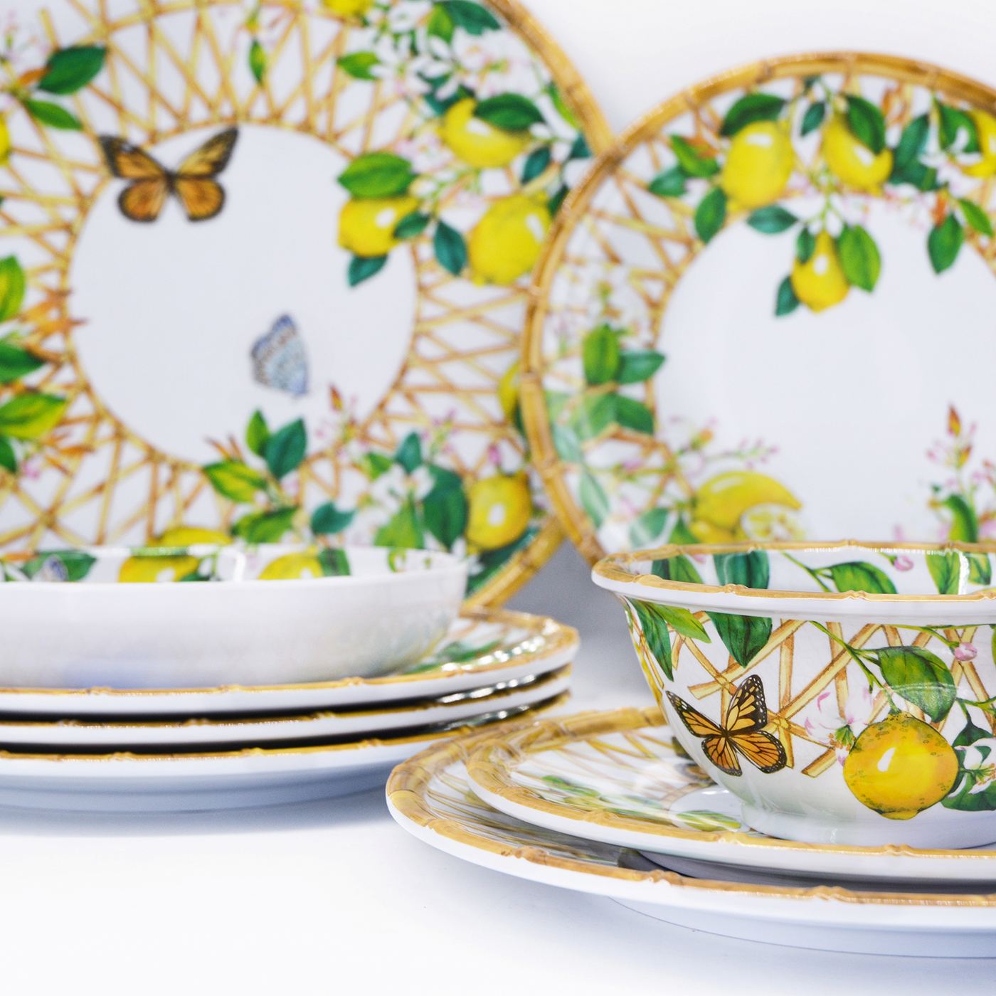 Deep salad bowl in melamine with lemons - Ø 25 cm