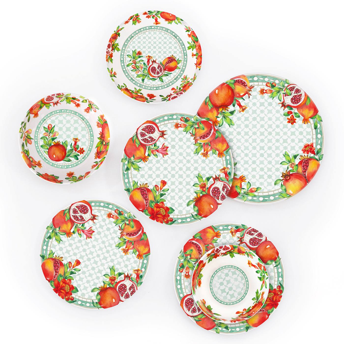 Large Melamine Soup Plate Pomegranate - 19 cm