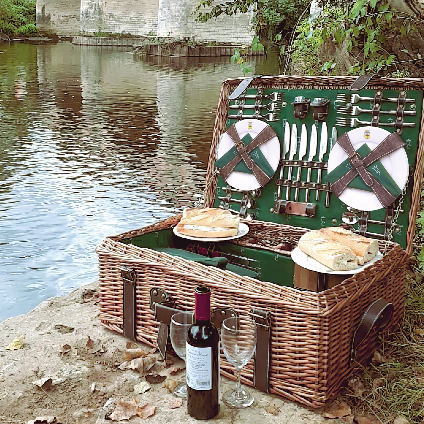 Prestige Picnic Hamper Champs-Elysées green - 6 person