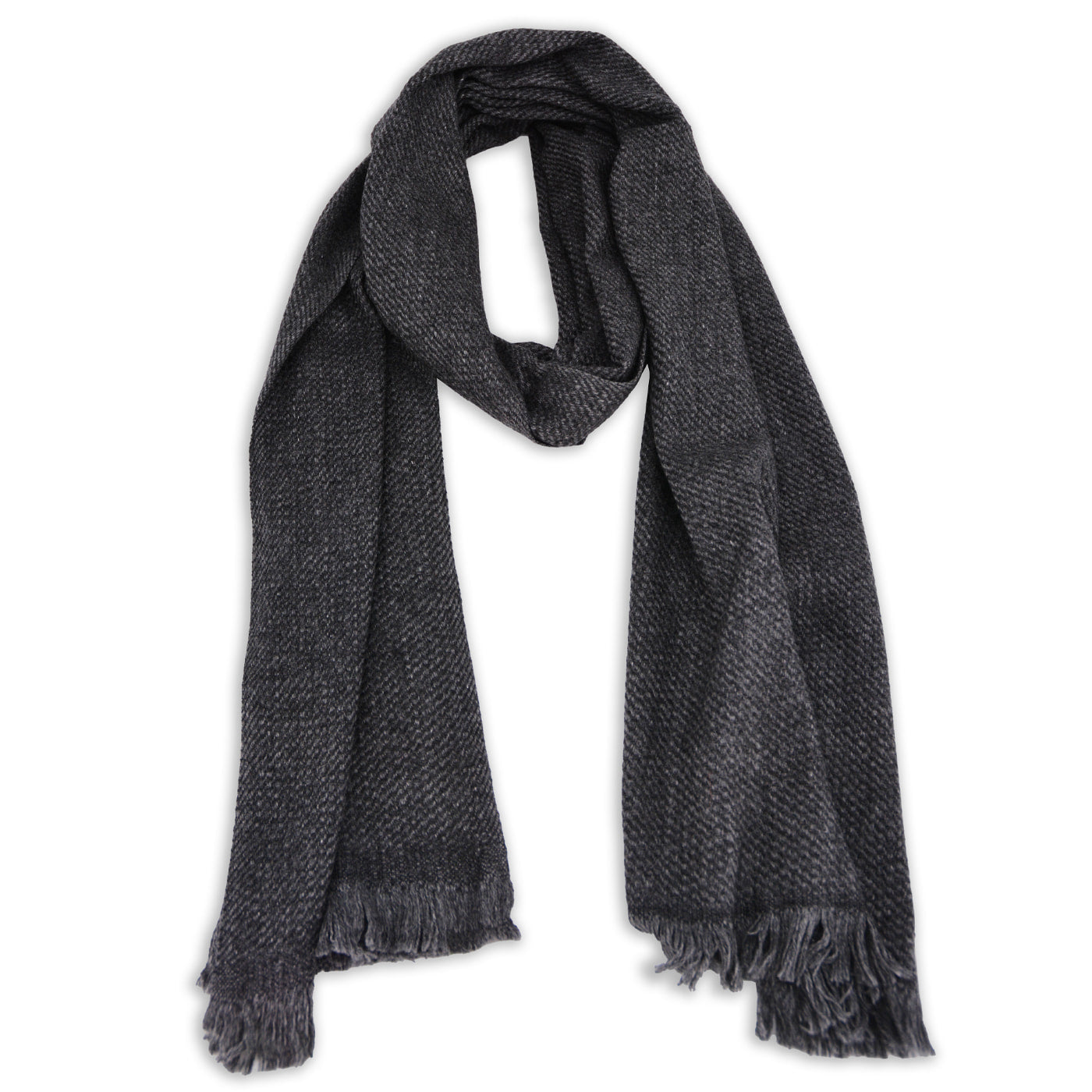 Men's & Women's Cashmere & Wool Scarf 40 x 190 cm - Charcoal Grey / Mouse Grey