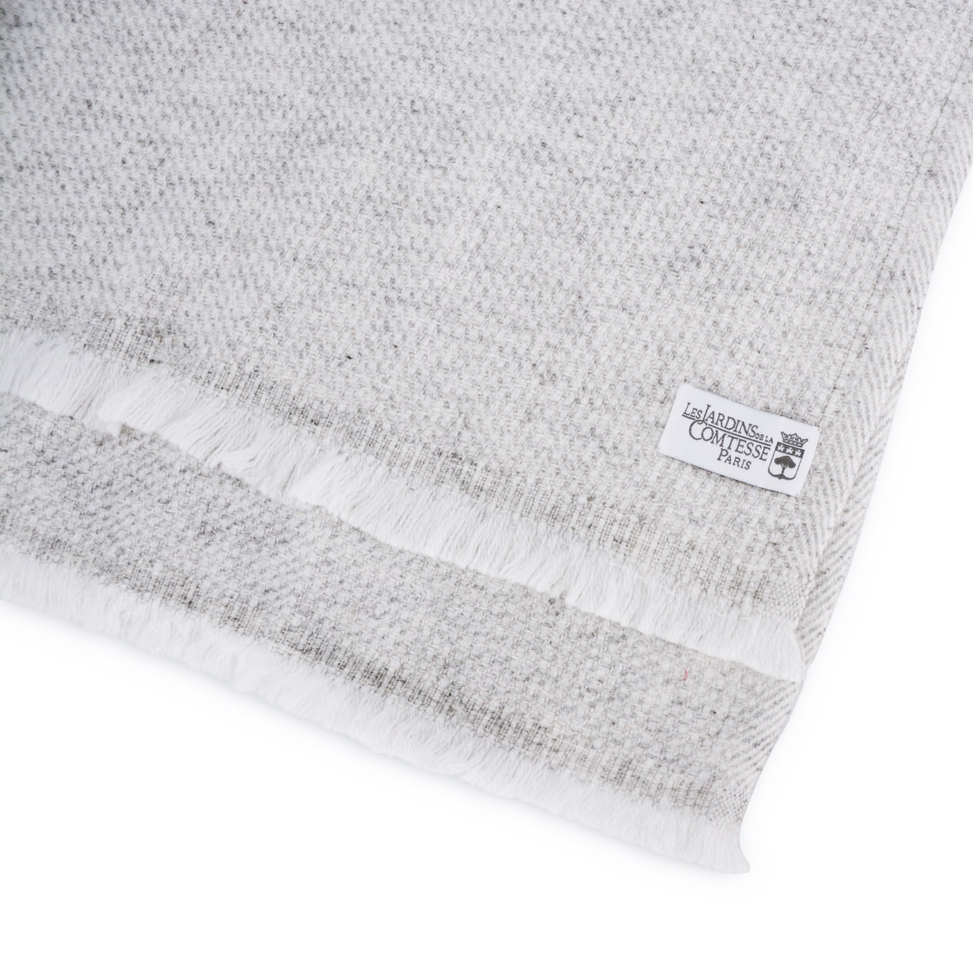 Men's & Women's Cashmere & Wool Scarf 40 x 190 cm - Silver Grey / White
