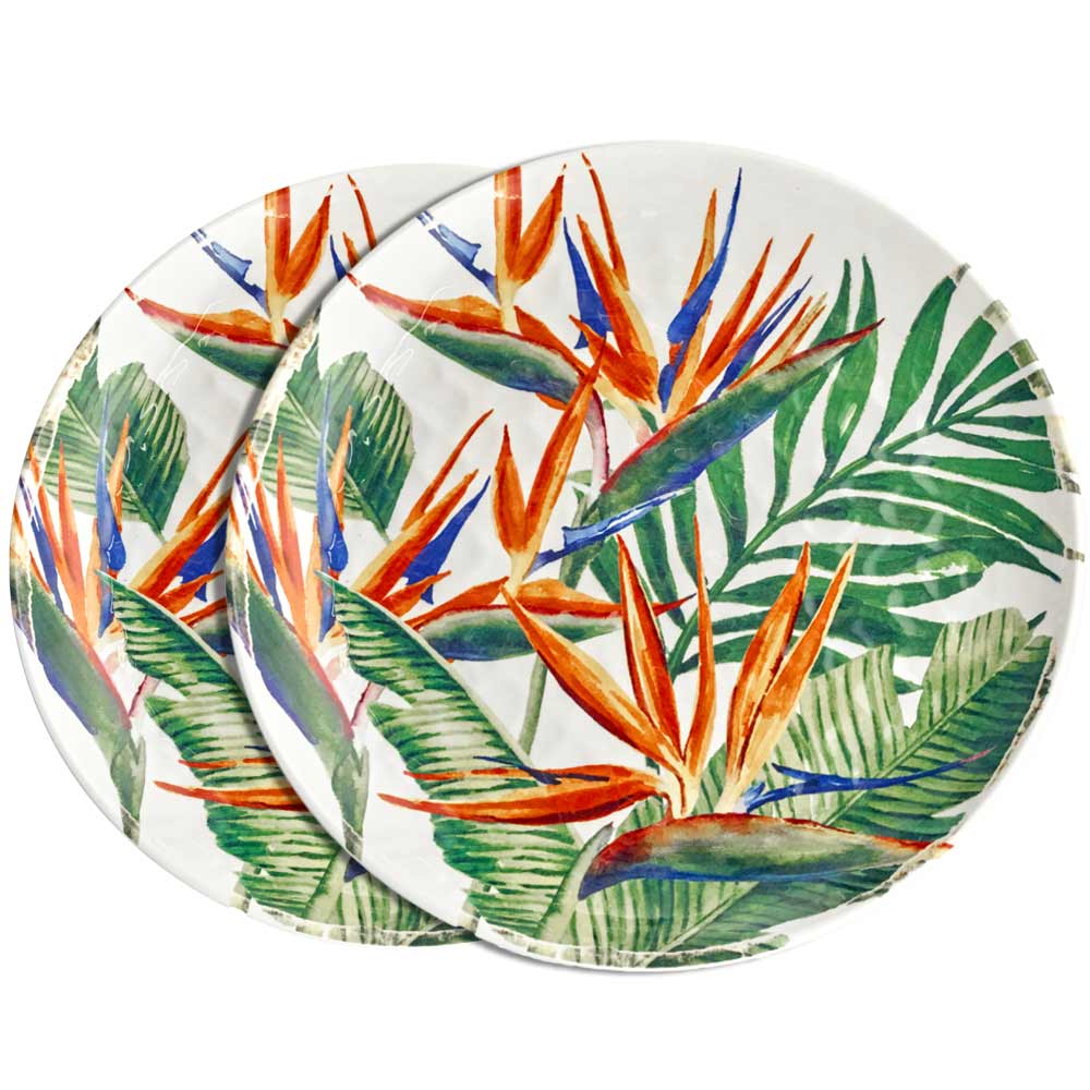 Large melamine dinner plate - Exotic Flowers. 2 pieces