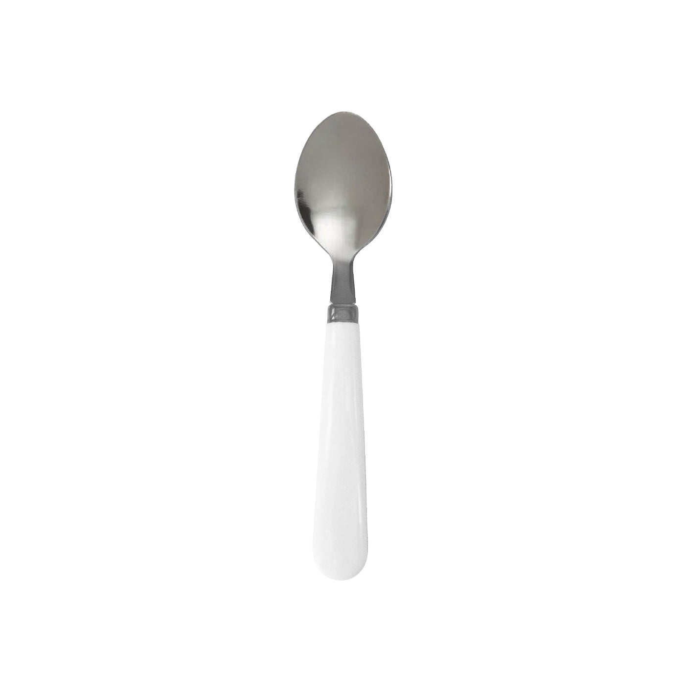 Thin stainless steel spoon, white melamine sleeve